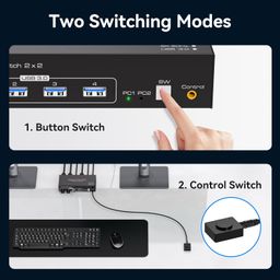 TJCXELE Displayport KVM Switch 2 Monitors 2 Computers 8K@60Hz/4K@120Hz USB 3.0 DP 1.4 KVM Switch for Two Computers Share Dual Displays and 4 USB Devices Support Extended & Copy Mode image 5