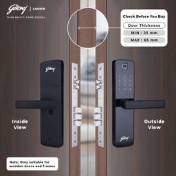 godrej locking solutions and systems Godrej Smart Lock I Catus Connect I Digital Lock for Wooden Door | 5 in 1 Access I WiFi I Fingerprint I RFID Card I PIN Access I Mechanical Key I 3 Strong Locking Dead Bolts I Black I 3 Years Warranty image 2