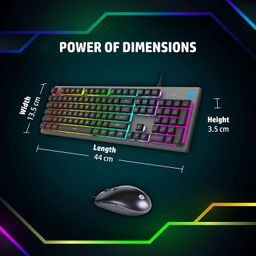 HP KM300F Wired USB Gaming Keyboard and Mouse Set, Membrane Backlit, 26 Keys Anti-Ghosting, 3 LED Indicators & 3D 6K USB Mouse with 6400DPI,Six-Speed Cyclic Resolution Switching, Black image 3
