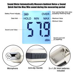 Digital Sound Level Meter, Decibel Meter with Backlight Portable Sound Pressure Level Meter (SPL)30~130 dBA, Sound Noise Meter Audio Volume Monitoring Instrument Meter for Home Office (Beige-White) image 5