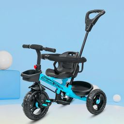 Kidsmate Xplorer 3-in-1 Tricycle for Kids | Durable Plug & Play Baby Trike with EVA Wheels, Safety Rail & Push Handle for Parents | Safe & Comfortable Ride for Toddlers 12-48 Months - Blue image 1