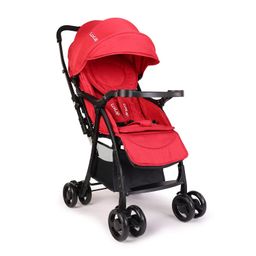 LuvLap Spark Baby Stroller, Pram for Baby with 5 Point Safety Harness, Spacious Cushioned seat with Side Padding, Multi Level seat Recline, Lightweight Baby Stroller for 0 to 3 Years (Red) image 1