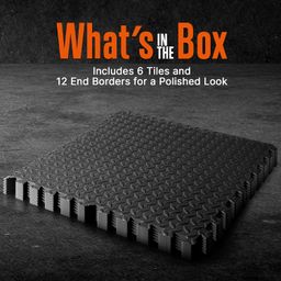 SQUATZ Thick Puzzle Exercise Mat, 6 Pcs EVA Foam Interlocking Tiles Protective Flooring for Gym Equipment and Cushion for Workouts, Durable Non-Skid Texture, Easy to Assemble, Black image 2