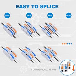 Lever Wire Connectors, DIANZHU 60Piece Inline Wire Connectors kit for Quick Connect, Push in Compact Splicing Electrical Connectors Butt Terminals for Circuit Inline 28-12 AWG 1 in 1out image 4