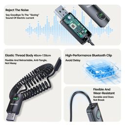 Sounce Bluetooth Car Receiver with Hands-Free Calling,Built-in Microphone, 85 cm Coiled Cable, Multi-Function Button, Music Playback, Wireless AUX Adapter for Car Audio (Black) image 3