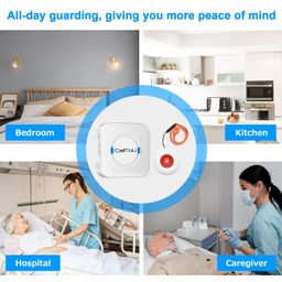 CallToU Wireless Caregiver Pager Smart Call System 2 SOS Call Buttons/Transmitters 2 Receivers Nurse Calling Alert Patient Help System for Home/Personal Attention Pager 500+Feet Plugin Receiver Alert image 3