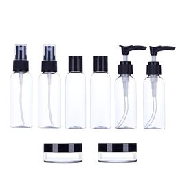 Hian Travel Bottles Kit, Portable Refillable Toiletry Containers Set for Lotion, Shampoo, Cream, Soap | Compact and Convenient for Short Trips, Gym, and Daily Essentials (Black, Pack of 8) image 1