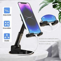 NISHAJ 360° Rotatable and Foldable Tabletop Mobile Phone Stand Adjustable Desk Phone Holder for iPhone, Android Smartphones & Tablet Anti-Slip Base for Video Calls, Gaming, and Reading image 2