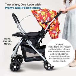 Mee Mee Dream Cruiser Baby Stroller/Pram for 0-3 Years (Newborn/Kids), 5 Point Safety Harness, Adjustable Backrest & Footrest, 360° Swivel Wheels with Lock & Anti-Skid Brake, Large Storage Basket, Reversible Handle & Detachable Feeding Tray image 5