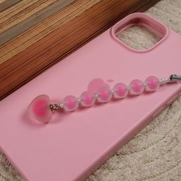 Phone charm with dual colorful beads and beautifull heart charm, mobile charm image 3