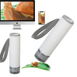 microware WiFi Handheld Digital Microscope, Wireless WiFi Pocket Magnifying Glass for Mac, 2MP 1080P HD, 50-1000X Magnification, 8 Adjustable LED Lights, USB Rechargeable (White) image 3