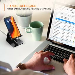 amazon basics Desktop Mobile Stand Phone Mount Tabletop Holder for Phones and Tablets - Black image 5