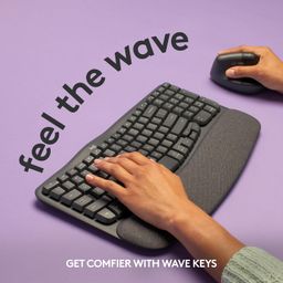 Logitech Wave Keys Wireless Ergonomic Keyboard with Cushioned Palm Rest, Comfortable Natural Typing, Easy-Switch, Bluetooth, Logi Bolt Receiver, for Multi-OS, Windows/Mac - Graphite image 3