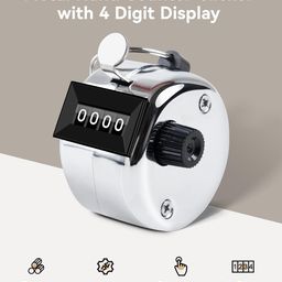 Anyongora Clicker Counter, Metal Hand Tally Counter Clicker with 4 Digit Display, Pitch Counter for Golf Stroke, Baseball, Coaching, Knitting, Lap, Row Sport, Silver image 2