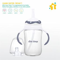 1ST STEP 220ml TRITAN Non-Spill Interchangeable Sipper/Sippy Cup with Soft Silicone Spout and Straw image 2
