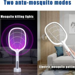 ZECVAC Mosquito Bat with UV Light Lamp, Mosquito Racket Bat with Base Stand, Auto Kill 2-in-1 Mosquito Racket, 1200mAh Lithium-Ion Rechargeable Battery, Handheld Electric Swatter Racket, USB Charging image 4