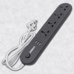 addmax Extension Cord with USB Port 10Amp 220V-50/60Hz [4 Socket Outlet with 3 ] [Fire Flame Proof] [USB Charging Port][1.8 Meter Cord] Multi Plug Power Strip Extension Board image 2