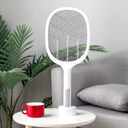 SMIRLY Mosquito Bat with UV Light Lamp Five Nights Mosquito Killer Autokill 2-in-1-Mosquito Racket 1200-mAh Lithium-ion Rechargeable Battery Handheld Fly Swatter Electric Boards Set (Mosquito Racket) image 4