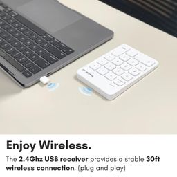 Macally 2.4G Wireless Numeric Keypad USB C - The Perfect MacBook Sidekick - Rechargeable USB C Number Pad with 18 Scissor Switch Keys - Type C Numeric Keypad for Mac PC iPad and Chrome - White image 3