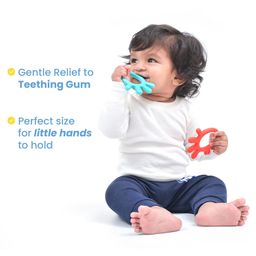 Cherilo Palm Shape Finger Teether for 3 to 12 Months Baby, Teething Toy Pacifier with Chewable, Raised & Textured Surface for Soothing Sore Gums, Easy Grip, BPA Free, Red Colour (Pack of 1) image 5