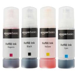 amazon basics Compatible Ink Bottle for Epson L3110, L3150, L3250, L3252 L3115, L3116, L3101, L3210, L3215, L3216, L3151, L3152, L3156 Printers Ink | Leak-Proof, Color Set Box of 4 image 1