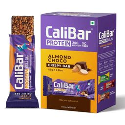 CaliBar 20 Gram Protein Bar - Almond Choco Crispy Bar No Added Sugar, Gluten-Free, 5 Gram Fiber, No Preservatives, Delicious Taste & 100% Veg Whey & Plant Based Protein (6 Bars) image 1