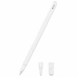 Ultra-Thin Apple Pencil 2nd Generation Case, Soft Silicone Protective Cover with Double Tap Function and Ergonomic Design for Comfortable Grip - White image 1