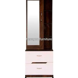 Hexagon Furnitures Engineered Wood Dressing Table with 1 Mirror and Storage (White-Brown) and with LED Light Multi Colour Keychain of Hexagon Brand. image 1