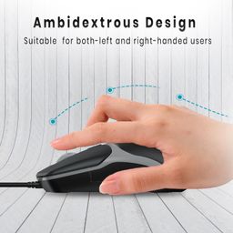 Portronics Toad 103 Wired Optical Mouse with 2400 DPI, Plug & Play, Ambidextrous, Hi-Optical Tracking, 1.5M Cable Length, 30 Lakhs Click Life, Ergonomic Mouse for Comfortable All-Day Grip (Black) image 4