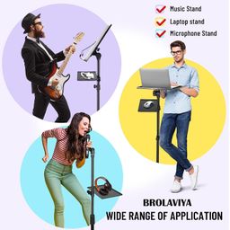 BROLAVIYA Microphone Stand Shelf Adjustable Metal Tray Holder, Compatible with Most Microphone Stands and Music Tripod Stands, Size 7.9” X 5.7” inch image 5