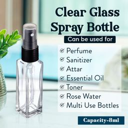 generic SHREE MAHA Refillable Perfume Clear Glass Bottles With Spray Pump For Perfume Essential Oils Aromatic Water Blend 8 ml Pack of 10 | Empty Spray Bottles image 4
