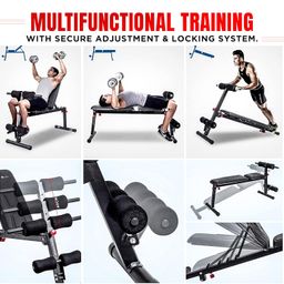 PowerMax Fitness BM-100A Adjustable Multi-functional Bench Press for Home and Gym Max User Weight 130kg with 5 Level Back Rest Incline Secured Adjustments and 8 Level Handlebar Height Adjustment image 4
