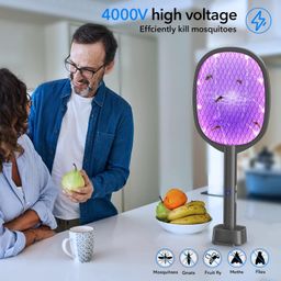 deezee Electric Fly Swatter Racket & Mosquito Zapper 4000v 2 in 1 USB Rechargeable Bug Zapper Mosquito Swatter for Indoor and Outdoor image 4