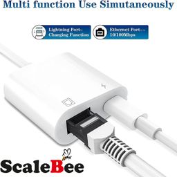 Scalebee Lightning to Ethernet Adapter, 2 in 1 RJ45 Ethernet LAN Network Adapter for iPhone/iPad/iPod, Supports 100Mbps Ethernet Network with Charge Port, Plug and Play, Support All iOS image 3