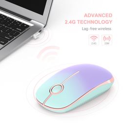 Wireless Mouse, Vssoplor 2.4G Slim Portable Computer Mice with Nano Receiver for Notebook, PC, Laptop, Computer (Mint Green to Purple) image 4