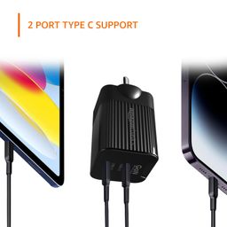 Amazon Basics USB C 45W Charger| Super-Fast Dual Port Charging | Universal Fast Charging | Compact GaN Design | Compatible with Top Brands (Black) image 5