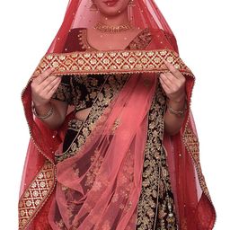 faith visit Women's Self Design Net Dupatta (red-anokhe_Red_free size) image 3