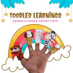 TOODLES Learning Animals Finger Puppet Toys - 5 Pieces Soft Toy Assortment For Kids, Perfect For Imaginative Play And Early Learning, Assorted image 4