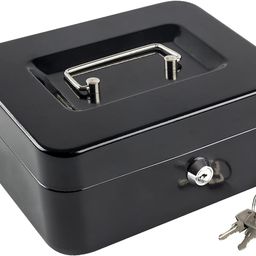 aakarit Cash Money Safe Box Security Storage Tray Shop Counter Locker for home office for Loose Coins Compartments Change & Valuables with 2 Keys | Black image 1