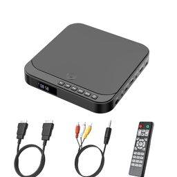 DESOBRY Mini DVD Player for Smart TV, Plays All Regions & Formats, 1080P HDMI & AV Output, USB/TF Card Input, Black image 1