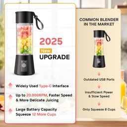 VeeDee Portable and Rechargeable Lightweight with 6 Blades Juice Blender for Smoothies & Shakes - Personal Size Blender, 380Ml Juice Cup, Freshly Squeezed for Picnic/Sports/Gym/Office (Green) image 5