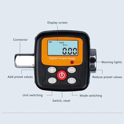 Digital Display Torsion Meter,High Accuracy Torsion Gauge 1/2 Connector 6 to 200N.m Digital Torsion Adapter with Light Sound Alarm image 3