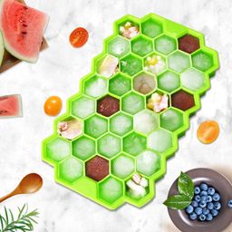 Clazkit Flexible Silicone Honeycomb 37 Cavity Ice Cube Tray for Freezer Moulds Small Cubes Whiskey Fridge Bar Soft Ice Cube Tray -Pack of 1 image 1