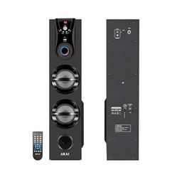 AKAI HA-TS50 Bluetooth Tower Speaker 50 Watts, Home Theater Music System, Deep Bass Subwoofer, Remote Control LED Display, FM, AUX, USB, Mic Input, Karaoke, TV, PC & Smartphone Compatible image 1