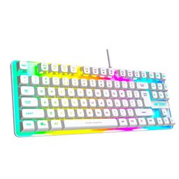 Ant Esports MK700 V2 Membrane TKL Wired Gaming Keyboard, 87 UV Coated Mechanical feel Keys Cool RGB Backlight Waterproof Keyboard for PC Laptop Mobile Tablets Gaming, Design and Work Mercury White image 3