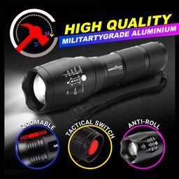 amiciVision Metal LED Torch Light, XHP50 LED Water Resistant Zoomable Flash Light with 5 Lighting Modes for Camping, Hiking (with 3*AAA Battery) image 3