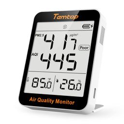Indoor Air Quality Monitor with Hygrometer, Temtop PM2.5 AQI Meter Indoor Thermometer Temperature and Humidity Monitor with Detachable Bracket, 4 Working Modes (S1 Up) image 1