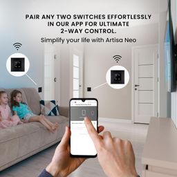 Wipro Artisa Neo Wi-Fi Smart Touch Switch 4N | Combo of 2M Plate(Galaxy Black) + 4N Touch Switch(6A, Black) | Works with App, Alexa, Google Asst | Pack of 1 image 4