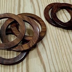 generic Trend N Trade Round Flat Shape 5" (5" outerX3.5 Inner) SHEESHAM Wooden Handle for Macrame Bag/Purse and Craft image 3