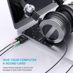 UFBOSS USB External Stereo Sound Adapter 2 in 1 to Headphone and Microphone Jack Audio Adapter for Windows, Mac, Linux, PC, Laptops, Desktops, PS4 image 4